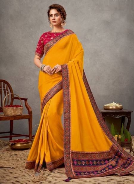 Dark Yellow Colour Norita 41500 Series Arinya Mahotsav New Designer Festive wear Silk Saree Collection 41520